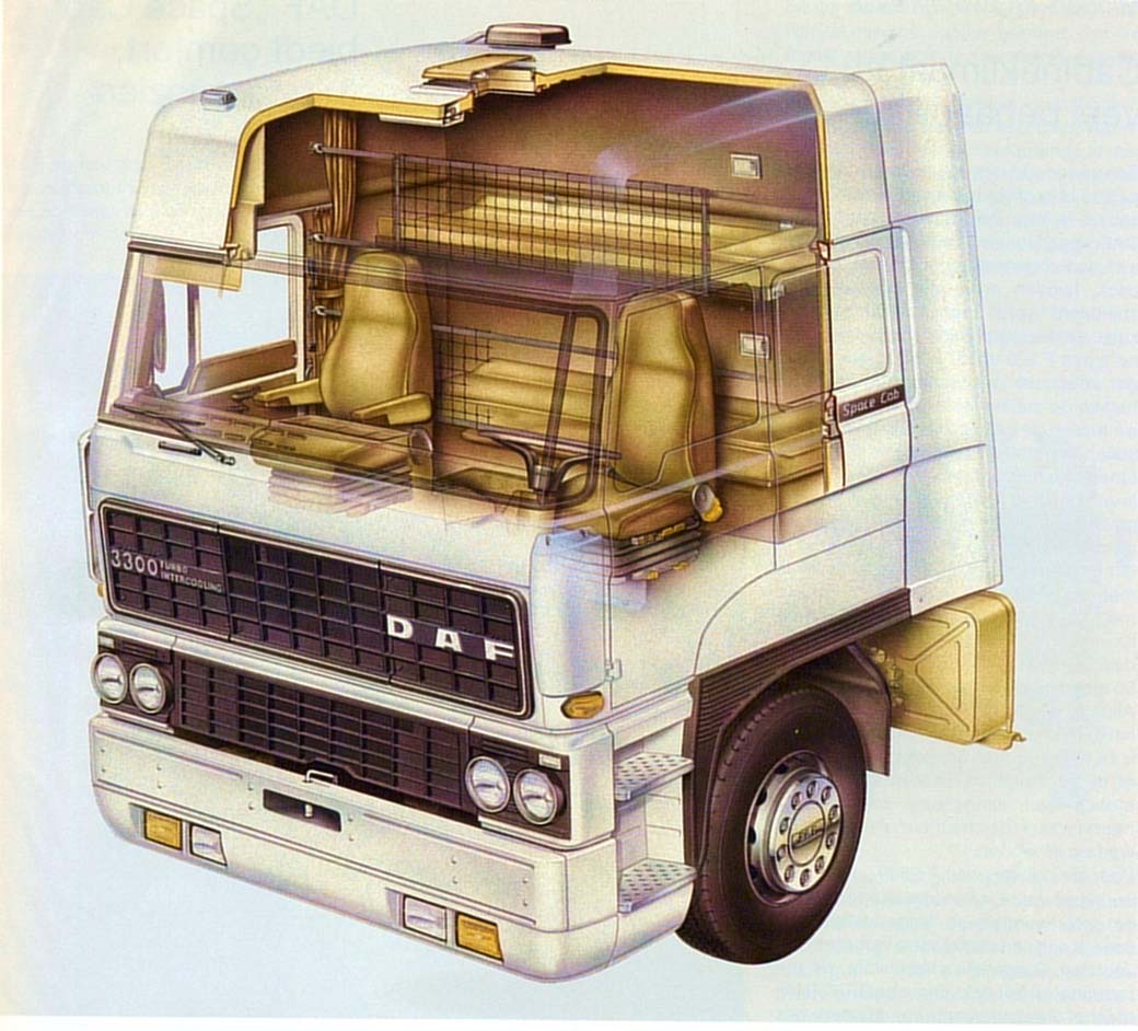 DAF fue pionera en Europa al lanzar su cabina Space Cab en 1984 con techo sobrelevado.